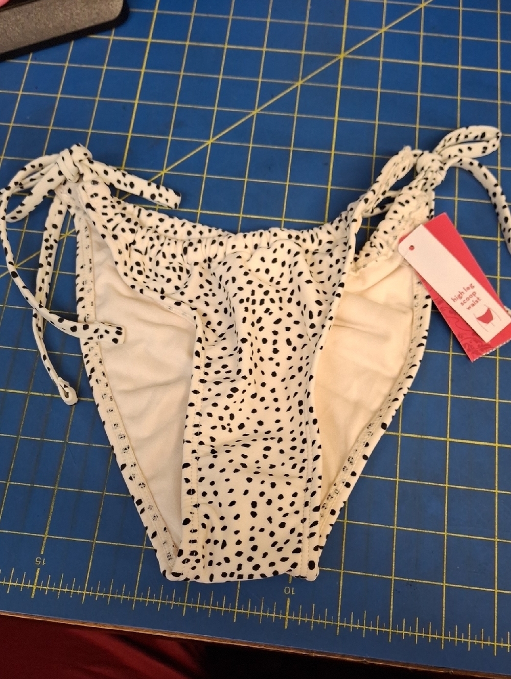 Xhilaration Black & Cream Tie-Side Bikini Bottom Small (0-2) NWT